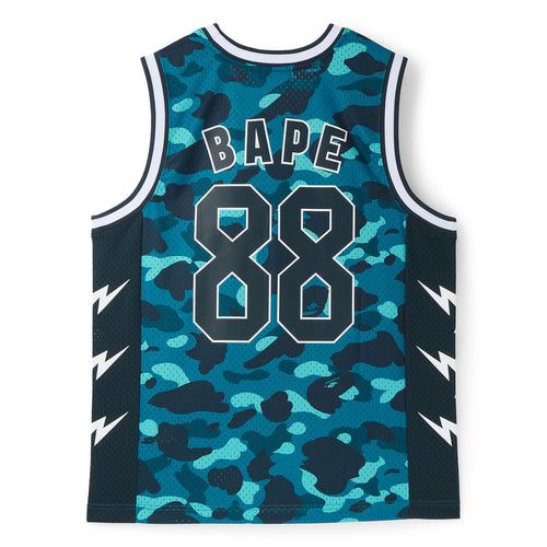 A Bathing Ape Color Camo Mesh Multi Logo Relaxed Fit Tank Top M (Green)