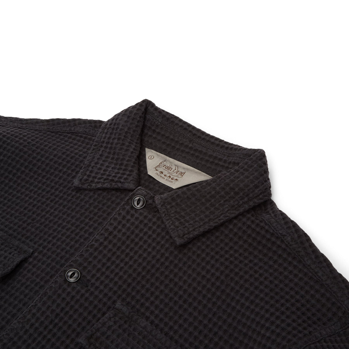 Brain Dead Waffle Button Front Shirt (Black)