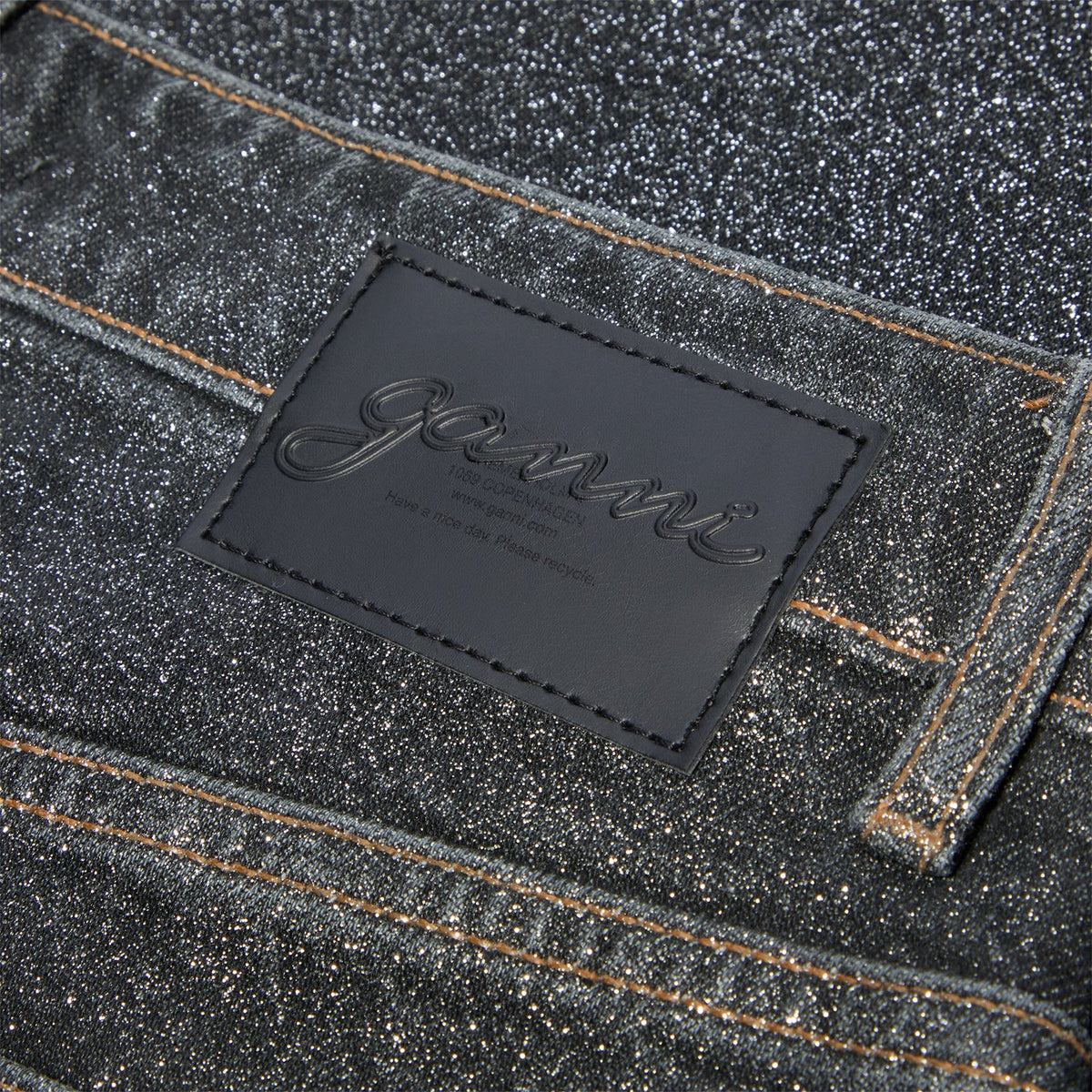 GANNI Shimmery Foil Denim Stary (Washed Black/Black)